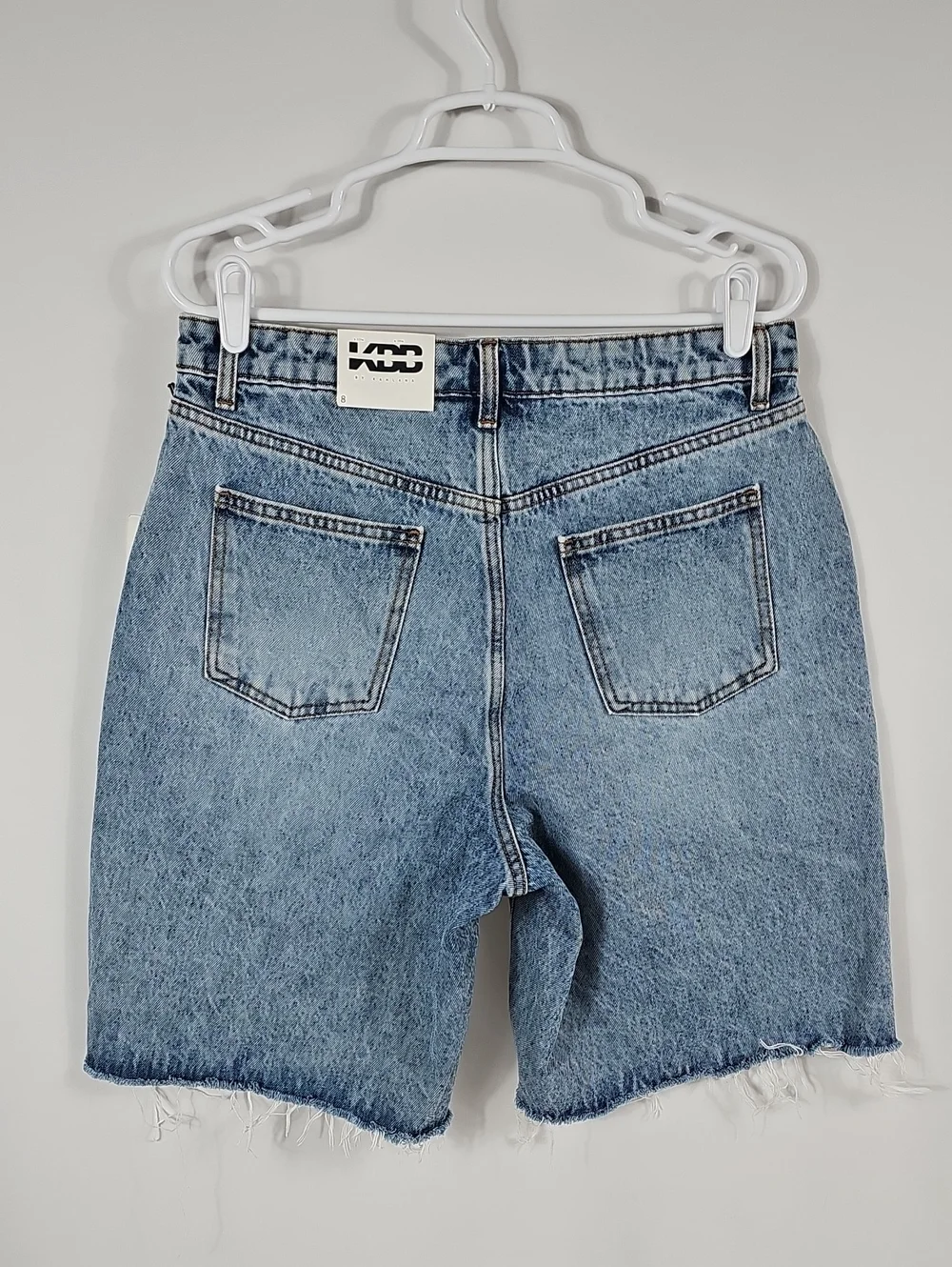 NWT KBB by Kahlana Size 8 Mid Rise Longline Denim Bermuda Shorts Light Wash Jort